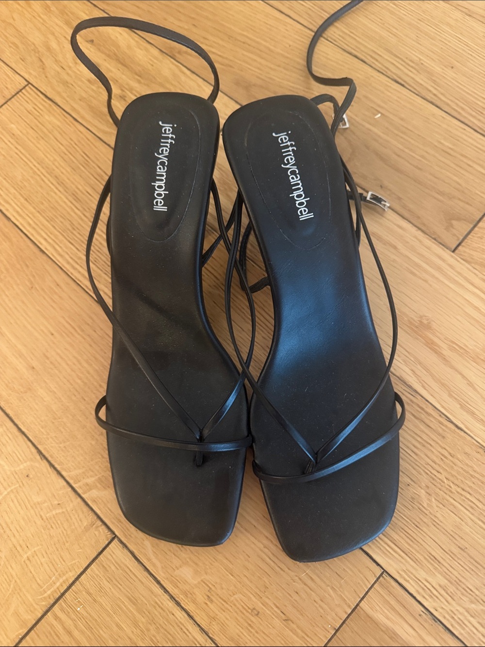 Jeffrey Campbell Black Strappy Square-Toe Heels Size 9